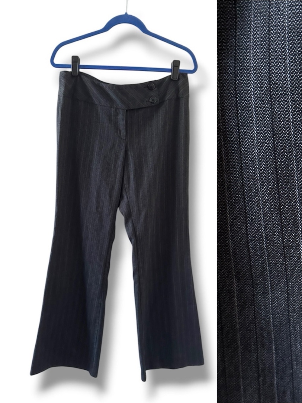 Y2K Joe Benbasset Charcoal Gray Pinstripe Bootcut Dress Pants Women’s Size XL
